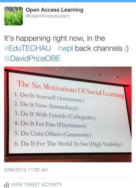 Six motivations of social learning tweet
